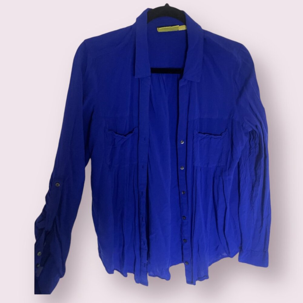 Maeve Button Down Classy Classic Business Casual Work Party Hipster Blouse Top